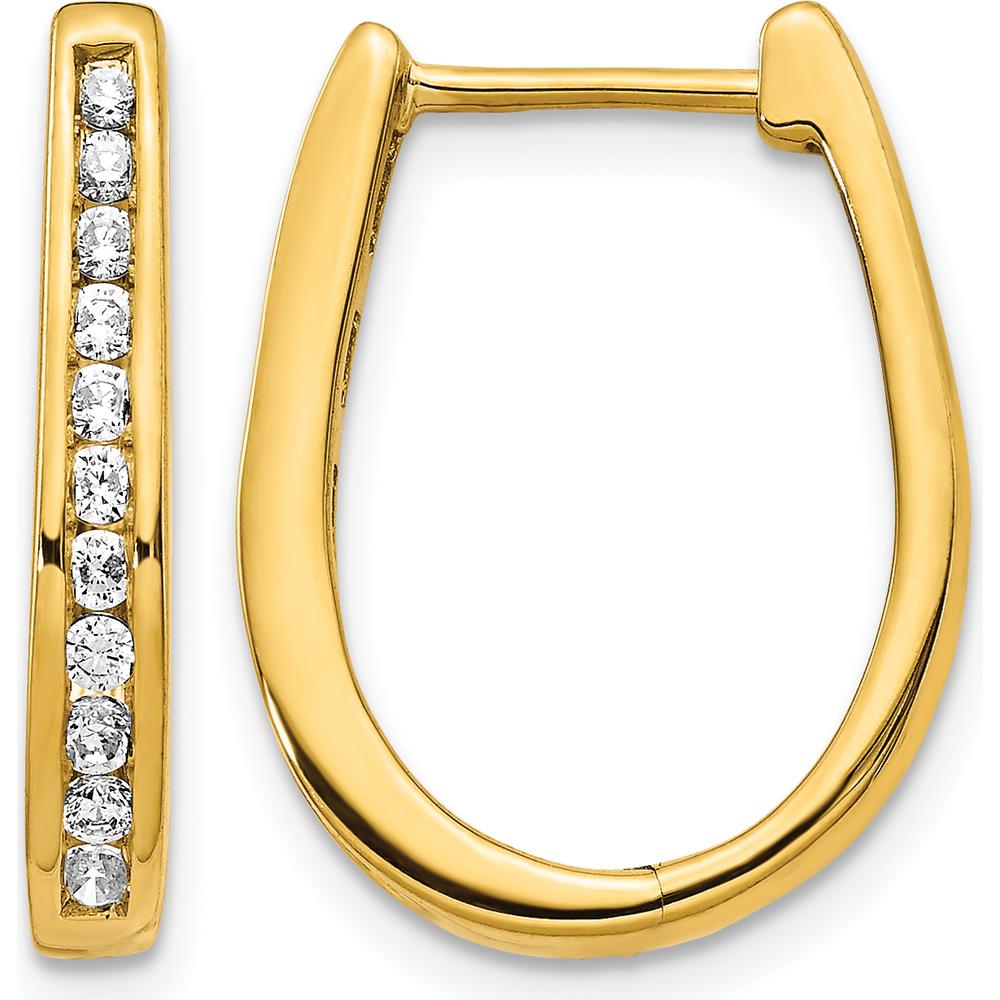 10K Yellow Gold Hinged Hoop Earrings with Diamonds - 0.30 Carat Total Diamond Weight by Oro Pregiato