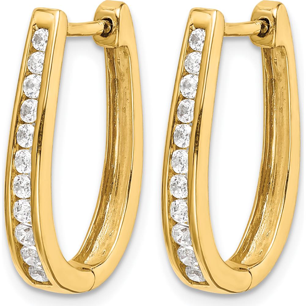 10K Yellow Gold Hinged Hoop Earrings with Diamonds - 0.30 Carat Total Diamond Weight by Oro Pregiato