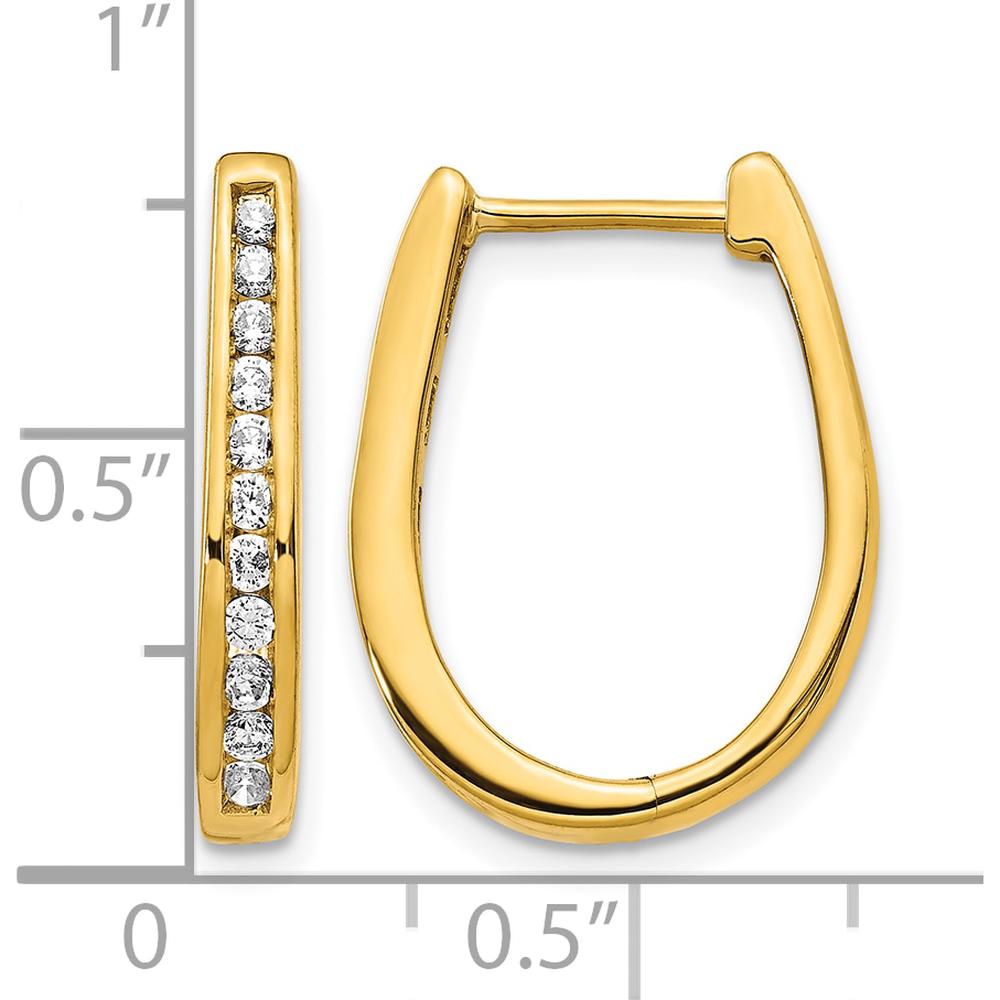 10K Yellow Gold Hinged Hoop Earrings with Diamonds - 0.30 Carat Total Diamond Weight by Oro Pregiato