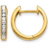 10K Yellow Gold Hinged Hoop Earrings with Natural Diamonds - 0.027 Carat Total Diamond Weight by Oro Pregiato