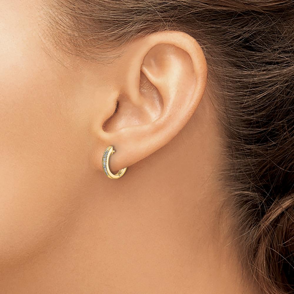 10K Yellow Gold Hinged Hoop Earrings with Natural Diamonds - 0.027 Carat Total Diamond Weight by Oro Pregiato