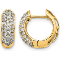 10K Yellow Gold Hinged Hoop Earrings with Pave Set Diamonds - 1.0 Carat Total Diamond Weight by Oro Pregiato