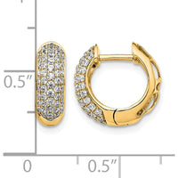 10K Yellow Gold Hinged Hoop Earrings with Pave Set Diamonds - 1.0 Carat Total Diamond Weight by Oro Pregiato