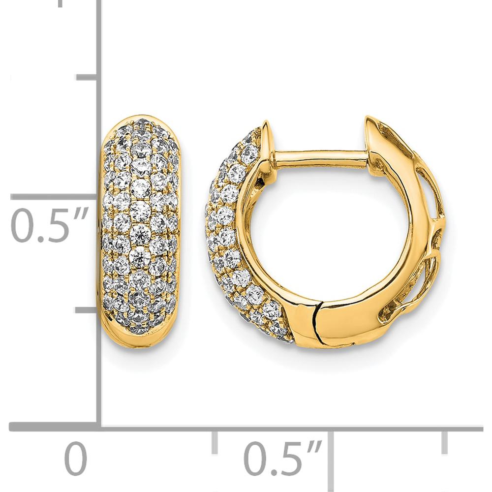10K Yellow Gold Hinged Hoop Earrings with Pave Set Diamonds - 1.0 Carat Total Diamond Weight by Oro Pregiato
