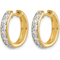 10K Yellow Gold Hinged Hoop Earrings with Round Diamonds - 0.50 Carat Total Diamond Weight by Oro Pregiato