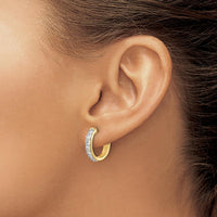 10K Yellow Gold Hinged Hoop Earrings with Round Diamonds - 0.50 Carat Total Diamond Weight by Oro Pregiato