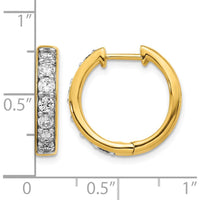10K Yellow Gold Hinged Hoop Earrings with Round Diamonds - 0.50 Carat Total Diamond Weight by Oro Pregiato