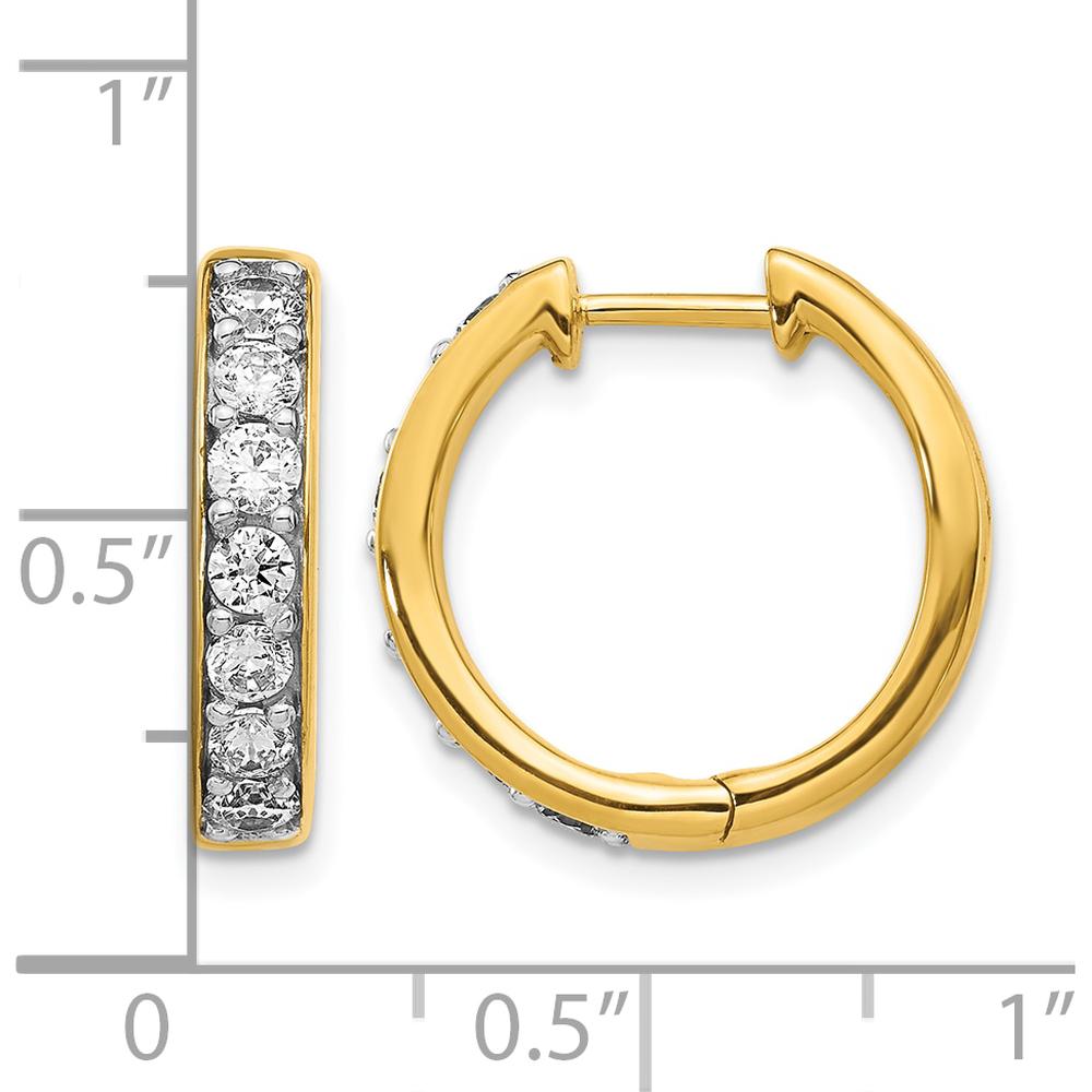 10K Yellow Gold Hinged Hoop Earrings with Round Diamonds - 0.50 Carat Total Diamond Weight by Oro Pregiato