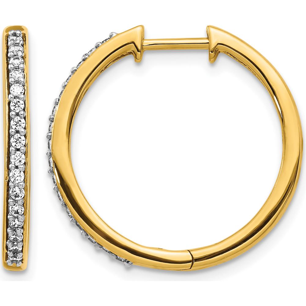 10K Yellow Gold Hinged Hoop Earrings with Round Diamonds - Total Diamond Weight 0.60 Carat by Oro Pregiato
