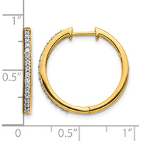 10K Yellow Gold Hinged Hoop Earrings with Round Diamonds - Total Diamond Weight 0.60 Carat by Oro Pregiato