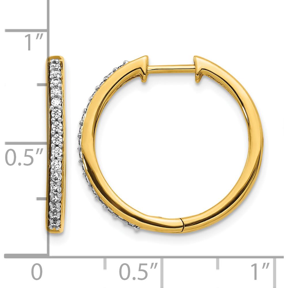 10K Yellow Gold Hinged Hoop Earrings with Round Diamonds - Total Diamond Weight 0.60 Carat by Oro Pregiato