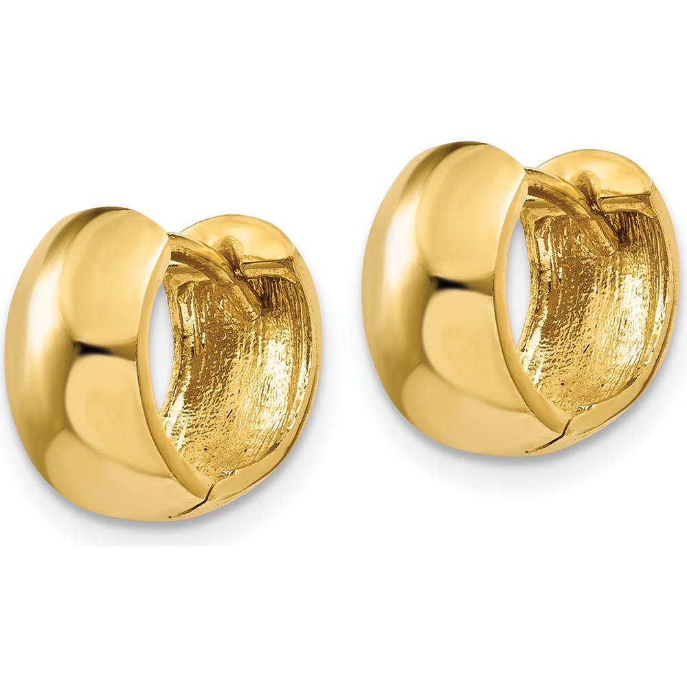 10K Yellow Gold Hinged Huggie Hoop Earrings - 7mm Length