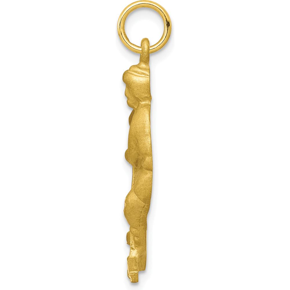 10K Yellow Gold Hockey Player Charm Pendant - Polished Finish 30mm Length