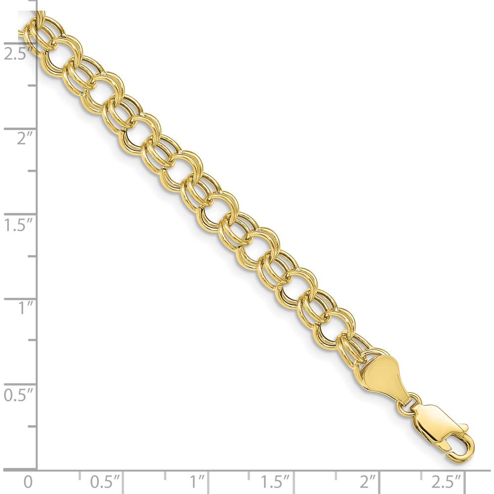 10K Yellow Gold Hollow Double Link Charm Bracelet - 7" Length