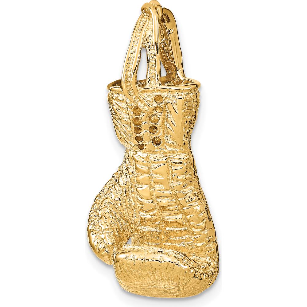 10K Yellow Gold Hollow Polished 3D Boxing Glove Pendant