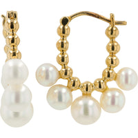 10K Yellow Gold Hoop Earrings with Lustrous 4.5-6.5mm Pearls - Total Gem Weight Available Per Pair