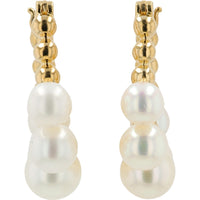10K Yellow Gold Hoop Earrings with Lustrous 4.5-6.5mm Pearls - Total Gem Weight Available Per Pair