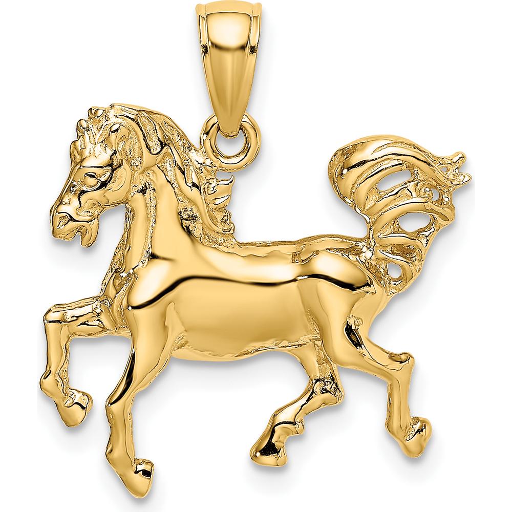 10K Yellow Gold Horse Charm Pendant - Polished Finish
