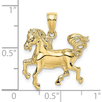 10K Yellow Gold Horse Charm Pendant - Polished Finish