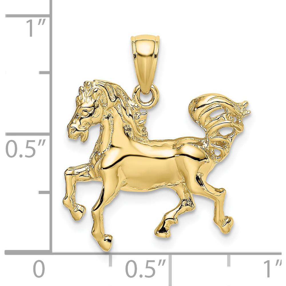 10K Yellow Gold Horse Charm Pendant - Polished Finish