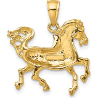 10K Yellow Gold Horse Charm Pendant - Polished Finish
