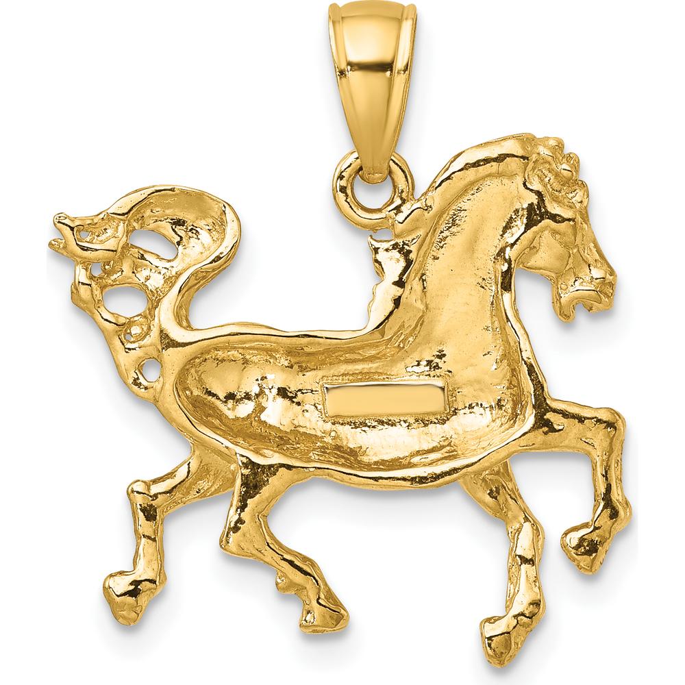 10K Yellow Gold Horse Charm Pendant - Polished Finish
