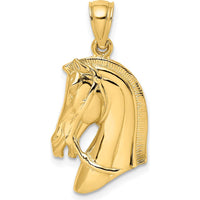 10K Yellow Gold Horse Head Charm with Short Mane - Equestrian Pendant