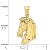 10K Yellow Gold Horse Head Charm with Short Mane - Equestrian Pendant