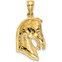 10K Yellow Gold Horse Head Charm with Short Mane - Equestrian Pendant