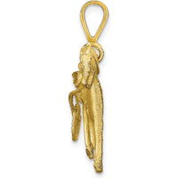10K Yellow Gold Horse Racing Pendant Charm - Polished Finish