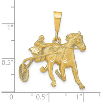 10K Yellow Gold Horse Racing Pendant Charm - Polished Finish