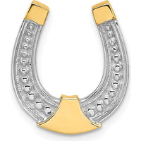 10K Yellow Gold Horseshoe Charm with Rhodium Accents - Polished Finish