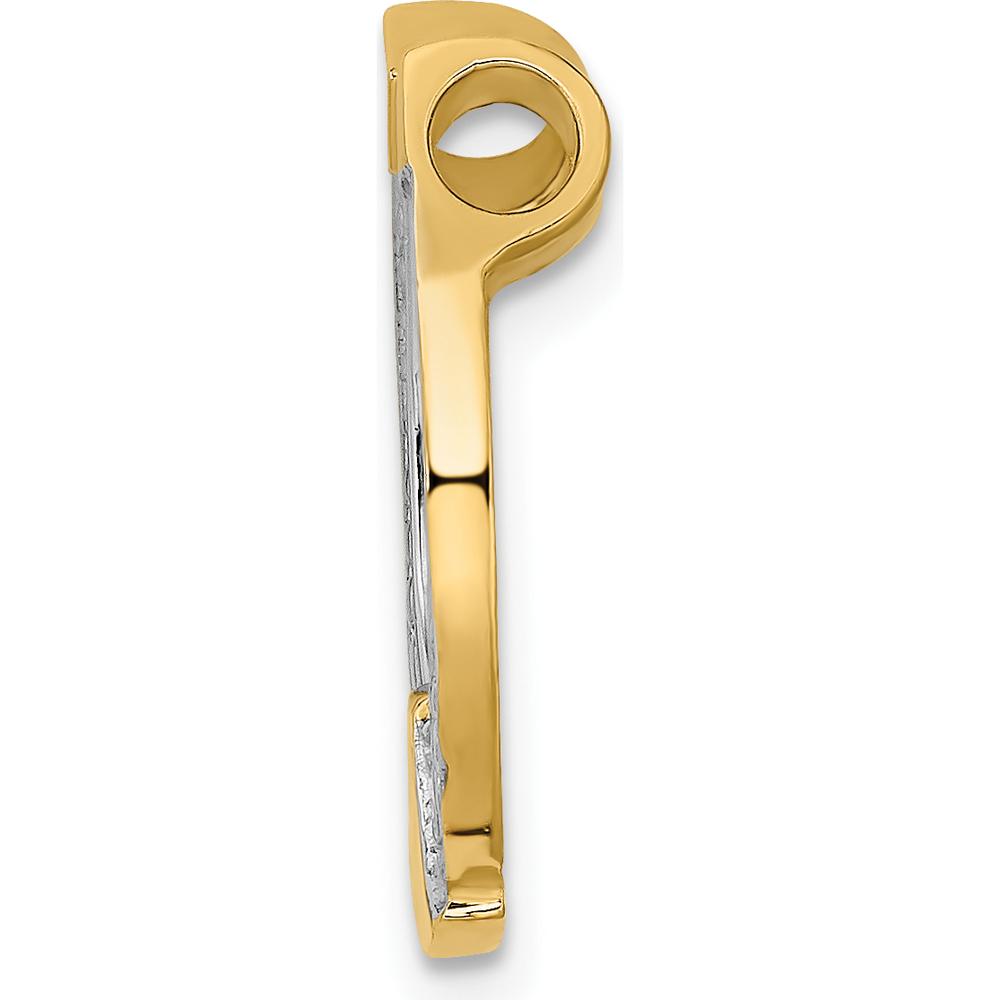 10K Yellow Gold Horseshoe Charm with Rhodium Accents - Polished Finish