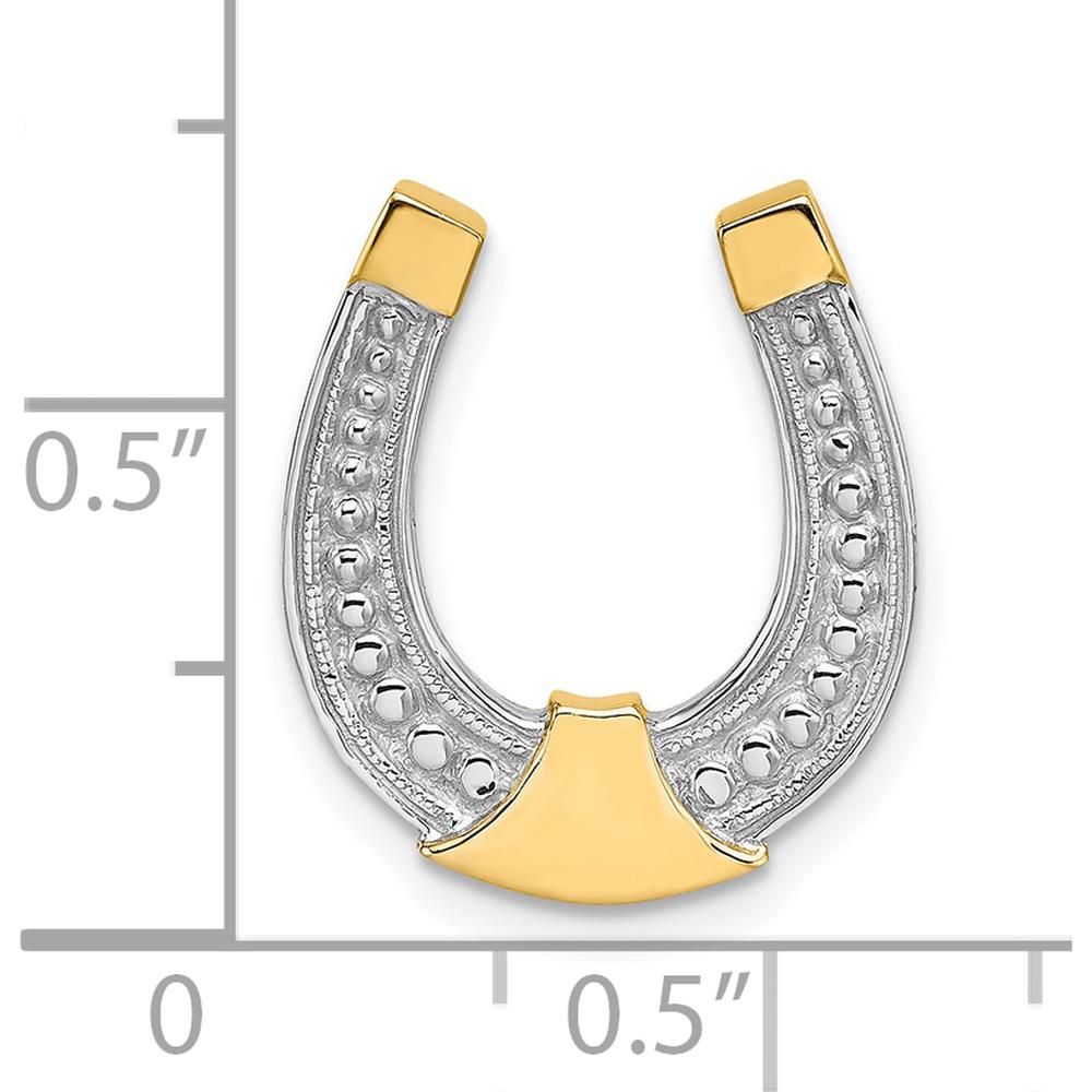 10K Yellow Gold Horseshoe Charm with Rhodium Accents - Polished Finish