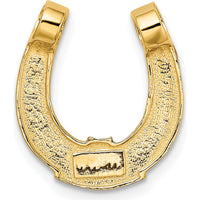 10K Yellow Gold Horseshoe Charm with Rhodium Accents - Polished Finish