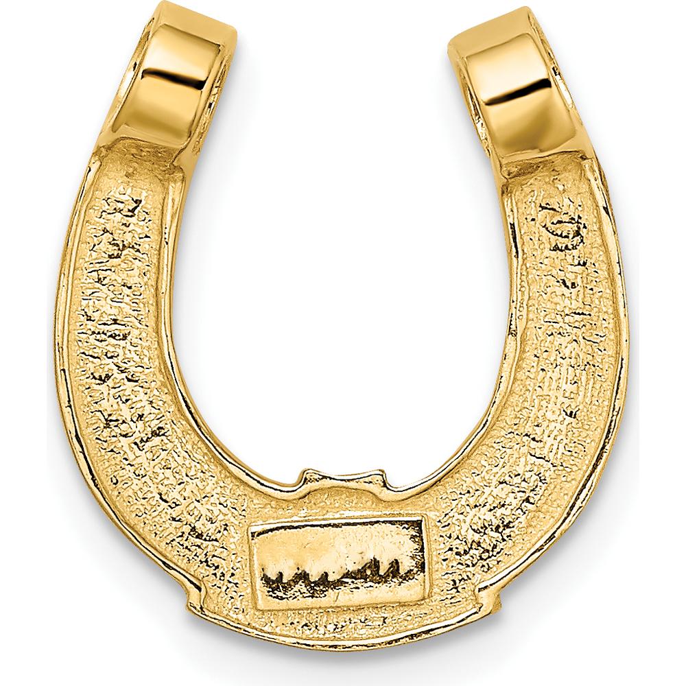 10K Yellow Gold Horseshoe Charm with Rhodium Accents - Polished Finish