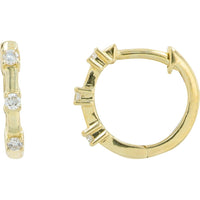 10K Yellow Gold Huggie Earrings with Prong-Set Lab Grown Diamonds - 0.08 Carat Total Diamond Weight