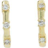 10K Yellow Gold Huggie Earrings with Prong-Set Lab Grown Diamonds - 0.08 Carat Total Diamond Weight