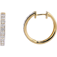10K Yellow Gold Huggie Hoop Earrings with Channel-Set Round Diamonds - 1.00 Carat Total Diamond Weight