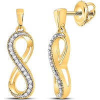 10K Yellow Gold Infinity Drop Earrings with Pave-Set Round Diamonds - 0.10 Carat Total Diamond Weight