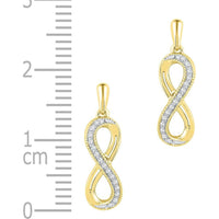 10K Yellow Gold Infinity Drop Earrings with Pave-Set Round Diamonds - 0.10 Carat Total Diamond Weight