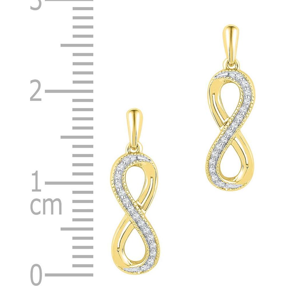 10K Yellow Gold Infinity Drop Earrings with Pave-Set Round Diamonds - 0.10 Carat Total Diamond Weight