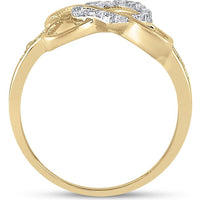 10K Yellow Gold Infinity Heart Ring with Prong and Channel Set Round Diamonds - 0.10 Carat Total Diamond Weight