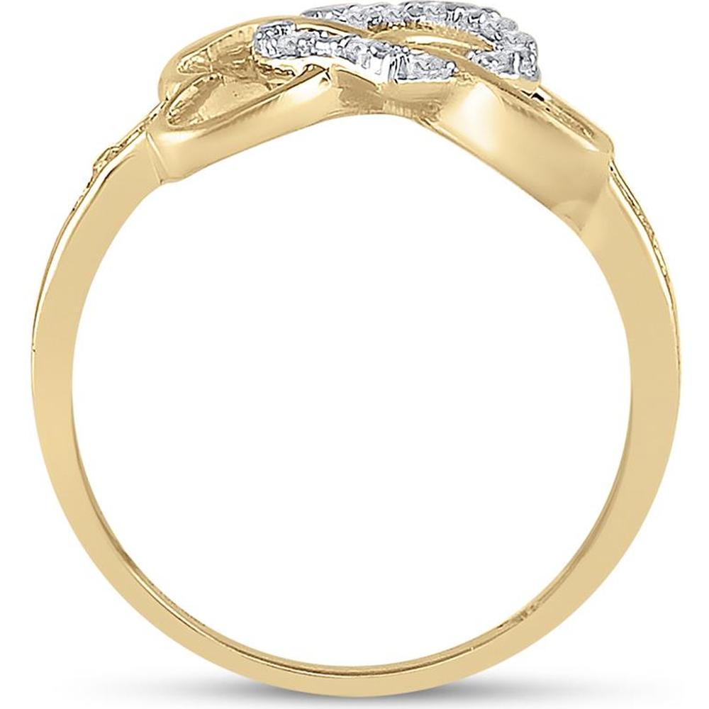 10K Yellow Gold Infinity Heart Ring with Prong and Channel Set Round Diamonds - 0.10 Carat Total Diamond Weight
