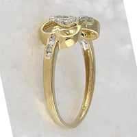10K Yellow Gold Infinity Heart Ring with Prong and Channel Set Round Diamonds - 0.10 Carat Total Diamond Weight