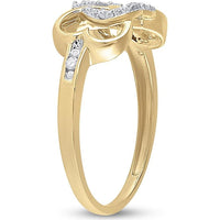 10K Yellow Gold Infinity Heart Ring with Prong and Channel Set Round Diamonds - 0.10 Carat Total Diamond Weight