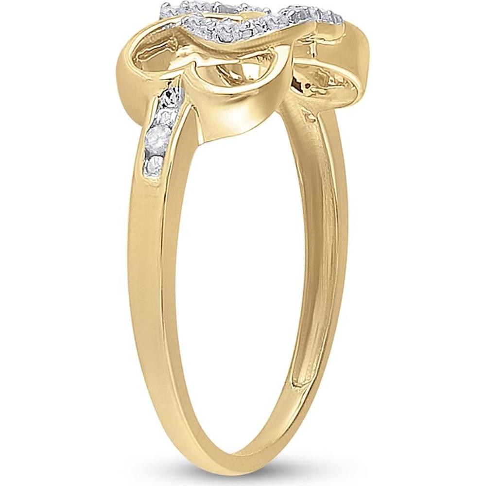 10K Yellow Gold Infinity Heart Ring with Prong and Channel Set Round Diamonds - 0.10 Carat Total Diamond Weight