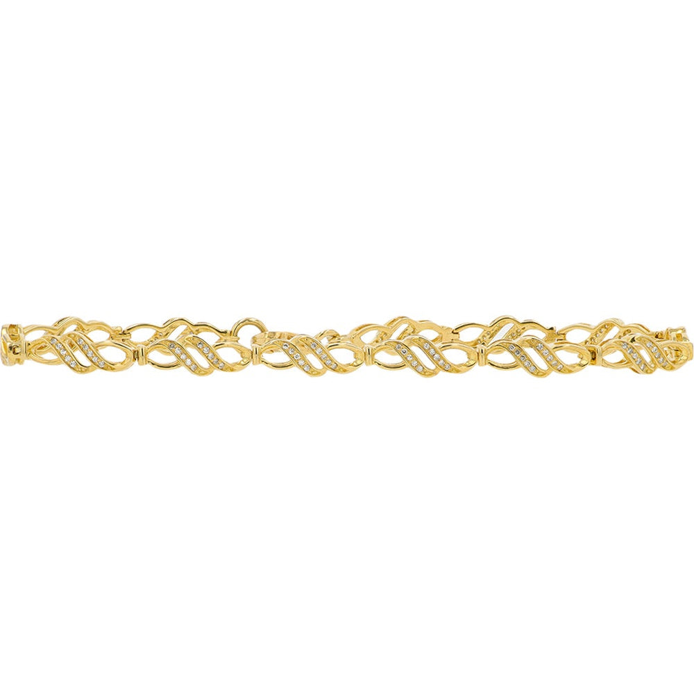 10K Yellow Gold Infinity Link Bracelet with Channel-Set Round Diamonds - 0.25 Carat Total Diamond Weight