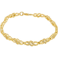 10K Yellow Gold Infinity Link Bracelet with Channel-Set Round Diamonds - 0.25 Carat Total Diamond Weight