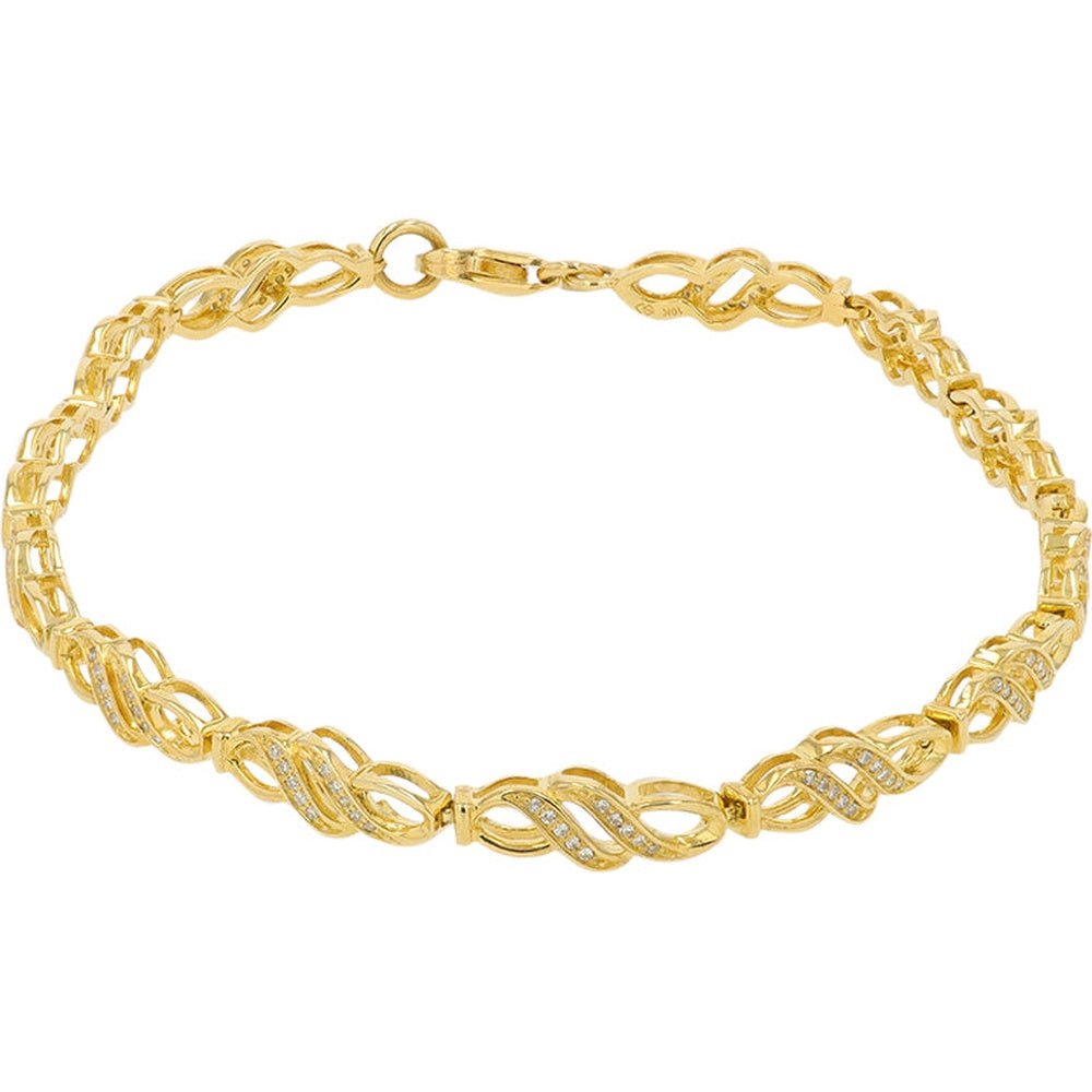 10K Yellow Gold Infinity Link Bracelet with Channel-Set Round Diamonds - 0.25 Carat Total Diamond Weight